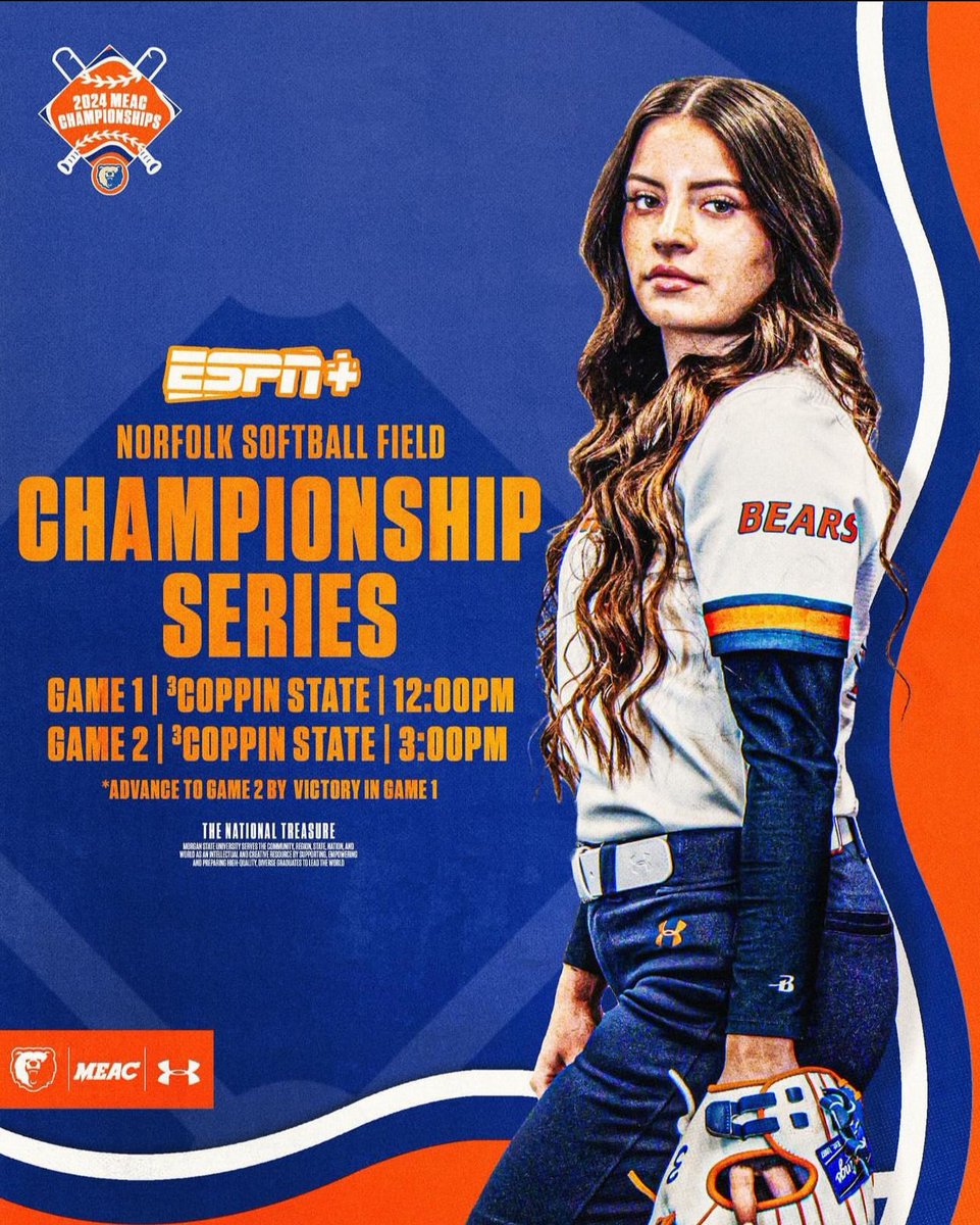 AmberRivas_55's tweet photo. It’s Game Day! Be sure to tune in to ESPN+ as we take on our town rivals Coppin State in a two game winner takes all Championship! #ChampionshipSaturday #MEAC #NCAA #MorganStateSoftball #WinnerTakesAll #GoBears 💙🐻🧡 https://t.co/UL1mFMlctG