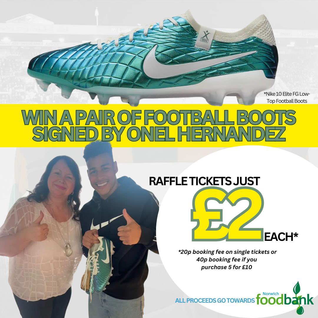 WIN a pair of Onel Hernandez’ boots, signed by the man himself ! The boots are amazing Nike 10 Elite FG Low-tops in size 9.5 - and all proceeds go to @norwichfoodbank Click below to enter the competition - canariestrust.sumupstore.com