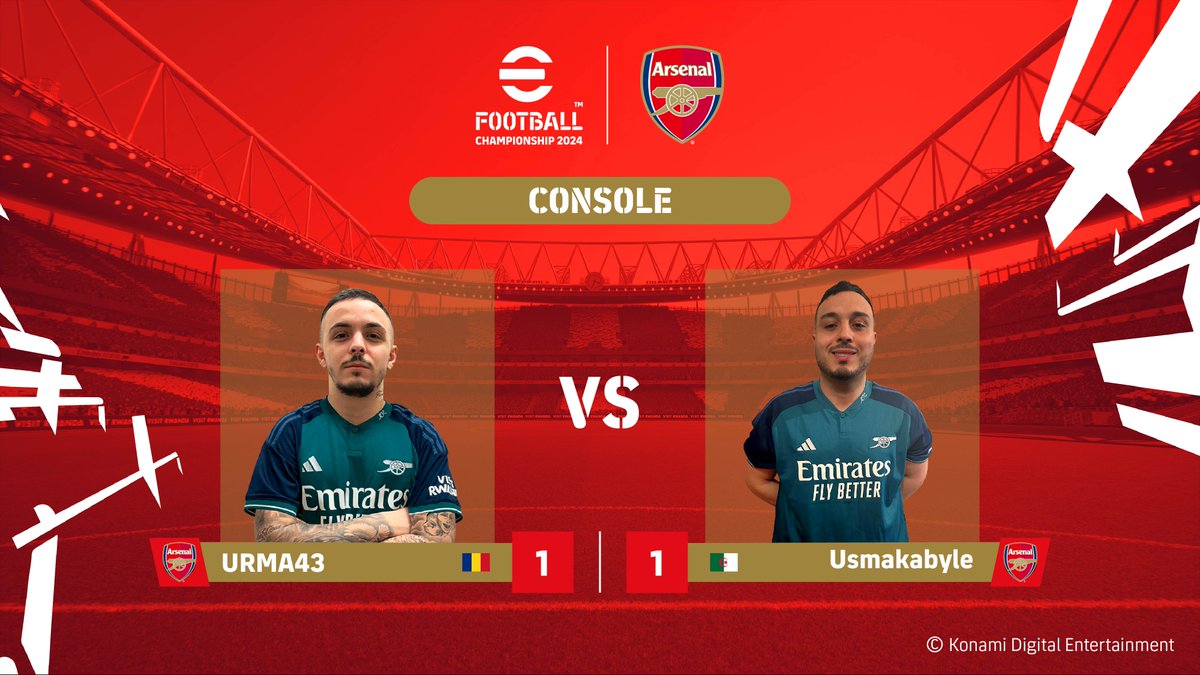 Couldnt have gotten more tense, EPIC ‼️ 🇷🇴 @Urma431 1 - 1 🇩🇿 @Usmakabyle ⚽️ The @Arsenal GRAND FINALS are SET ⬇️ 📱 @mrtomboyyt 🆚 #CNFC-firewolf 🎮 @Urma431 🆚 @ax_ij14 The Gunners finals are here, dont miss it Watch here👇 bit.ly/ArsenalFinals #BeChampions 🏆