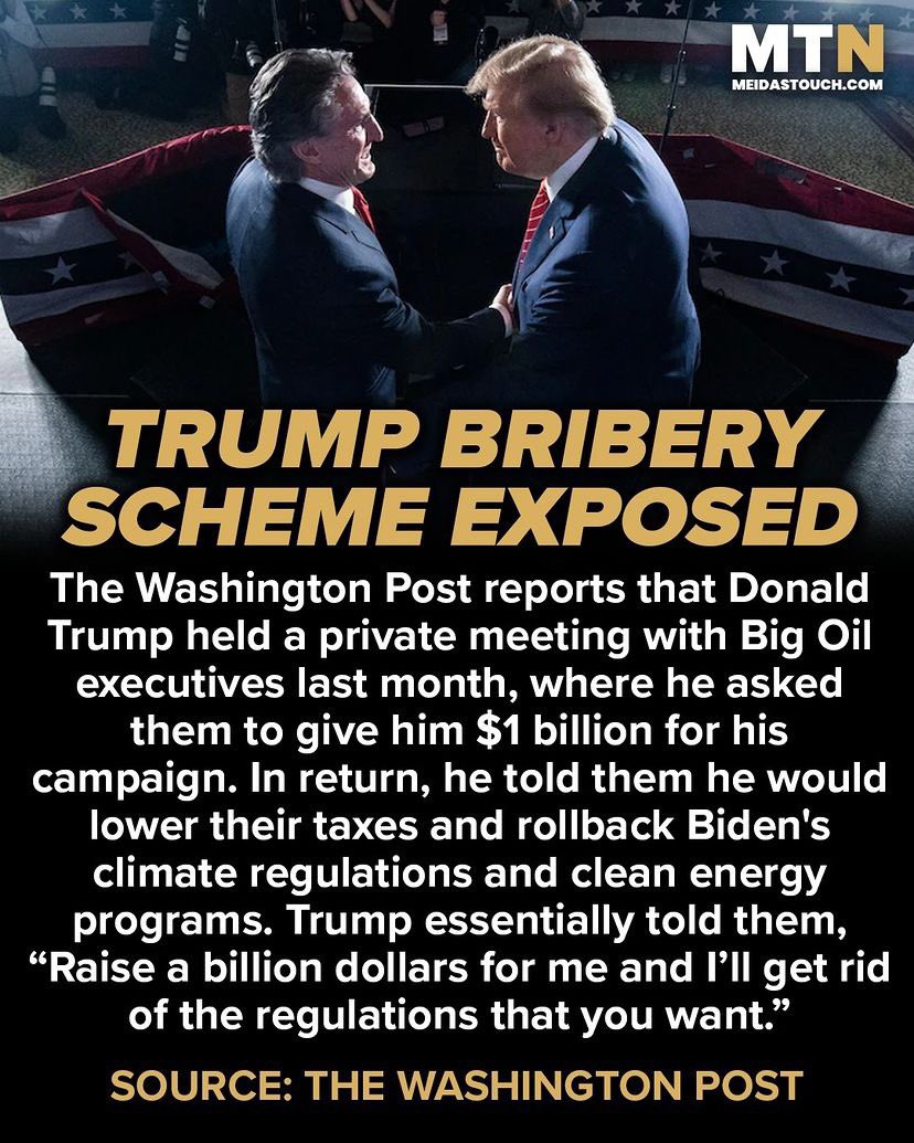 #wtpBLUE               #wtpGOTV24 
#DemVoice1            #ONEV1 

Donald Trumps desperation is increasing daily
Just recently held a meeting with  Big Oil asking for a $1 Billion donation to his campaign in return he will roll back
Biden’s current climate regulations and clean…