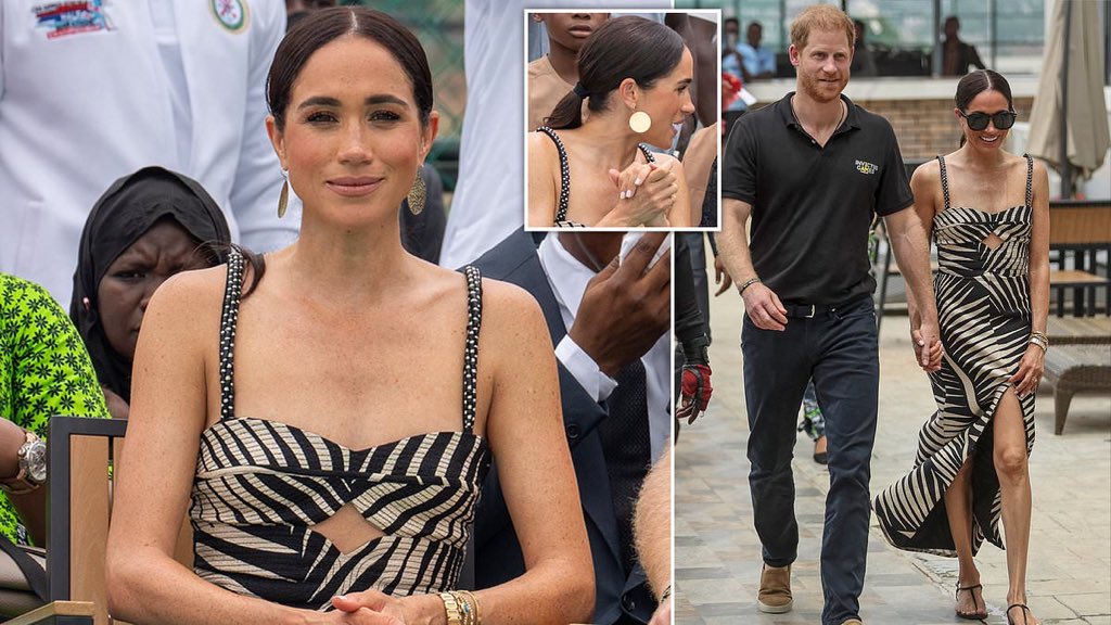 This is just vulgar. Meghan Markle is very inappropriate. Now we see why she was kicked out of the British Royal Family. She is disrespectful of the traditions and culture and very inappropriately clad. Learn some morals. #HarryandMeghaninNigeria