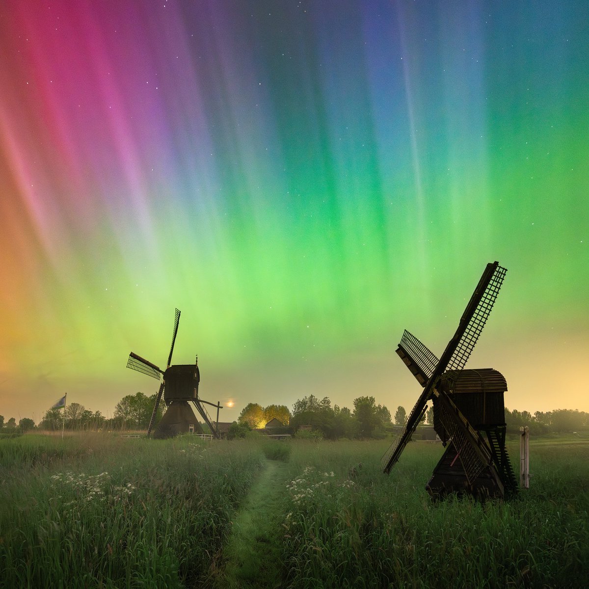 The top 10 photos from last night’s solar storm & aurora borealis around the world. 1. Netherlands (@albertdrosphoto)