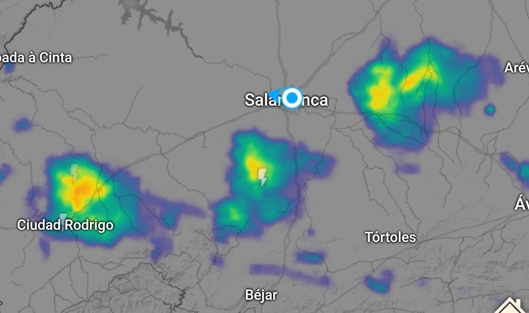 ⚡ En estos momentos tenemos 3 tormentas importantes por la zona, la más activa en zonas de Ciudad Rodrigo! En la capital estamos pendientes de la evolución!