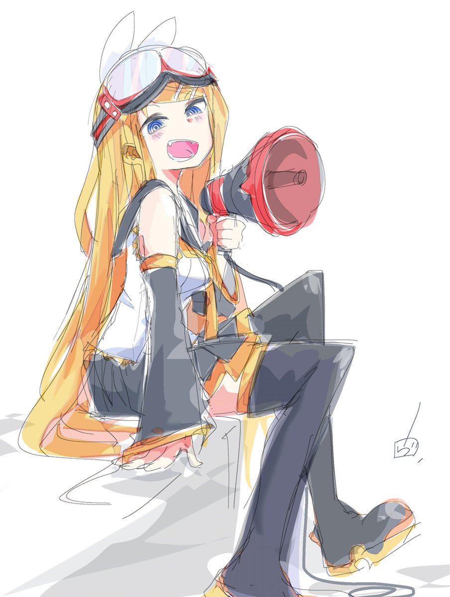 kagamine rin 1girl solo long hair looking at viewer blush smile open mouth  illustration images