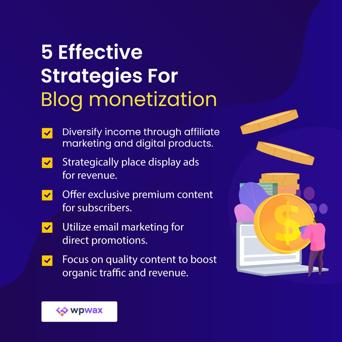 Turn your passion into profit! Explore 5 proven strategies for monetizing your blog.
#blogmonetization #makemoneyblogging #contentmonetization #passiveincome #contentmarketing