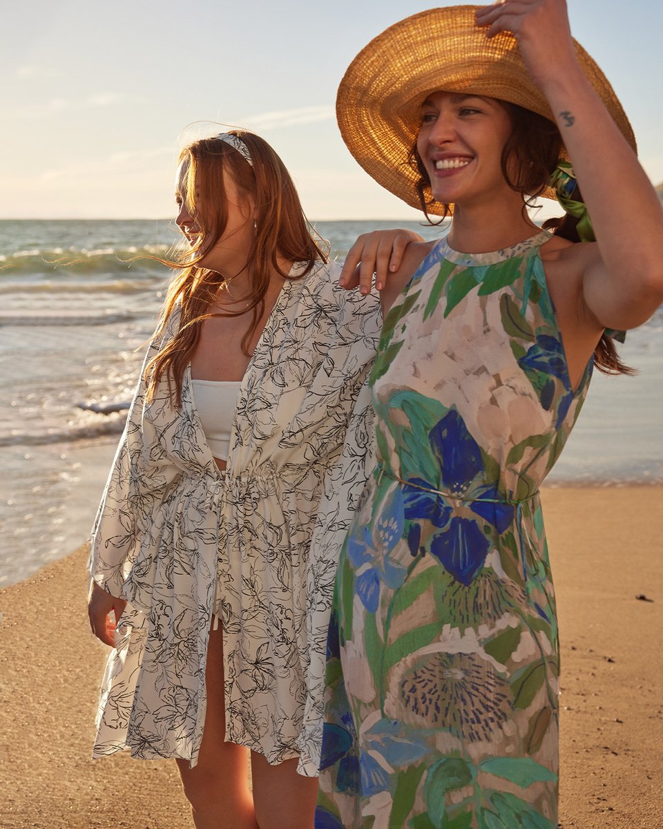 Beach day ready in this flowy and effortless summer vacation ensemble 🔎Praslin Halter Neck Silk Dress 🔎Floral Sketch Silk Cardigan #lilysilk #Livespectacularly #LILYSILKSS24 #StateofWonder