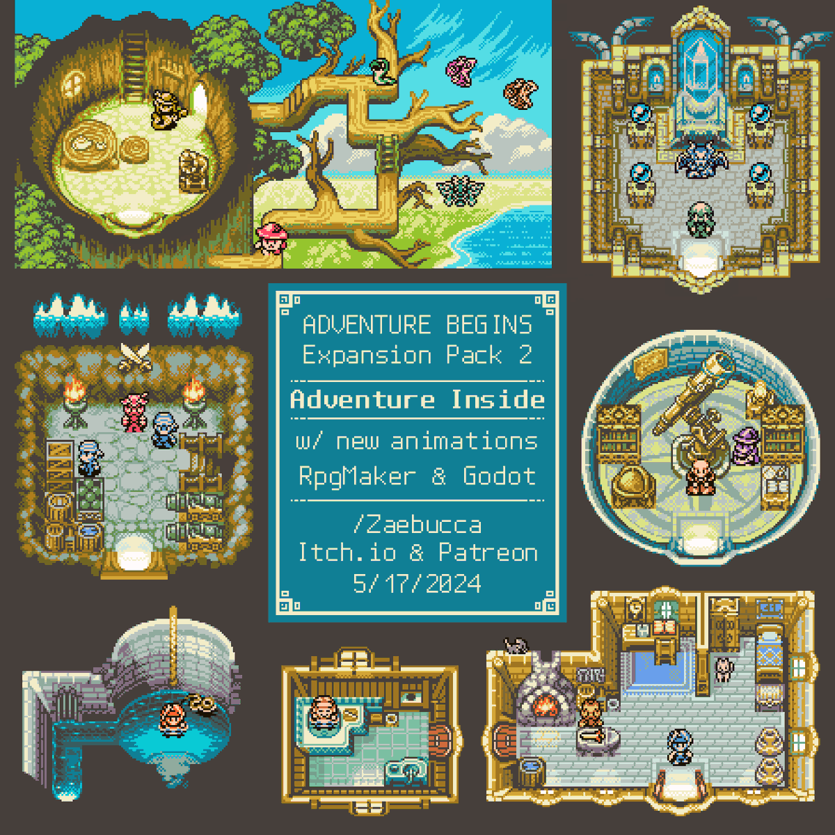 Adventure... Inside!
This new, big update to my asset collection focuses on interiors, but also provides new exteriors and animations for Adventure Begins!
#pixelart #screenshotsaturday