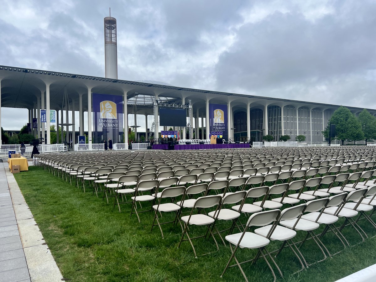 The stage is set for #UAlbanyGrad Commencement! Stream the ceremony live at 11 am! albany.edu/commencement