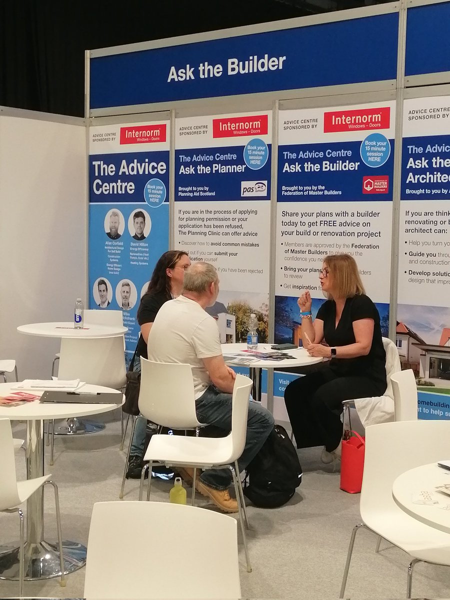 FMBScot_Gordon's tweet photo. Back in Glasgow this weekend at the 
#HBRShow24 with @fmbuilders members giving advice to clients on how to find good builders to deliver #renovations #extensions and self build homes @MyHomebuilding @Thistletrade #building https://t.co/QQEX7X8M6A