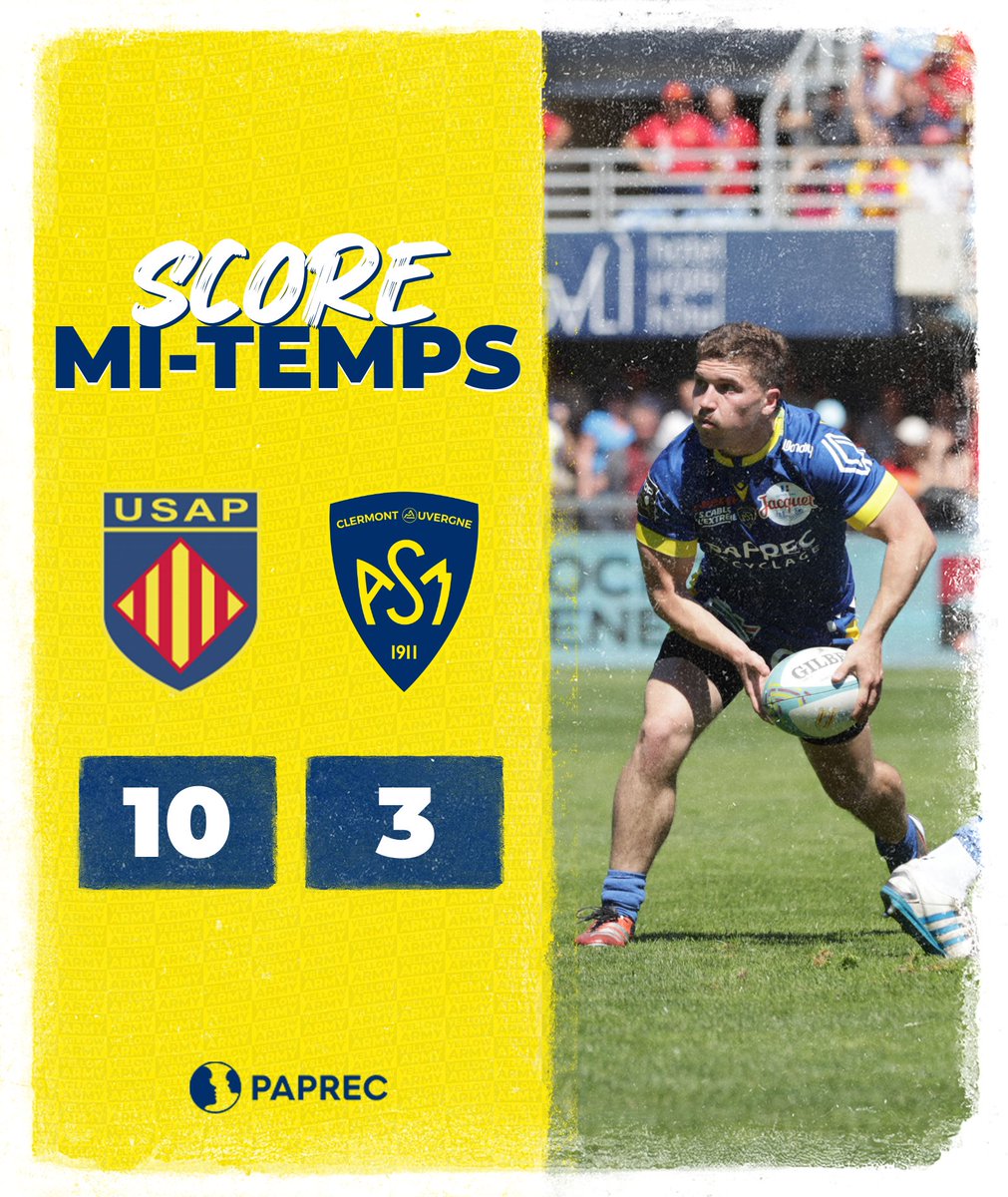 #USAPASM | Score Mi-Temps by @Paprec_Group Les Clermontois ont contenu la domination catalane en première période et tournent avec 7 points de retard, Tout reste à faire 👀