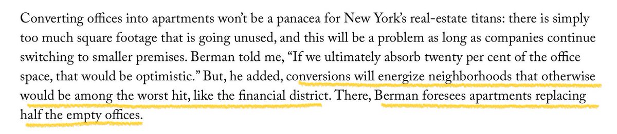 @BarbicanQuarter “ .. conversions (offices-into-apartments) will energize neighbourhoods that otherwise would be among the worst hit, like the financial district ..” 🏢 newyorker.com/magazine/2024/… via @NewYorker #NYC #LivingOnWallStreet ⬇️ h/t. @YvonneGCourtney + @peterproperty