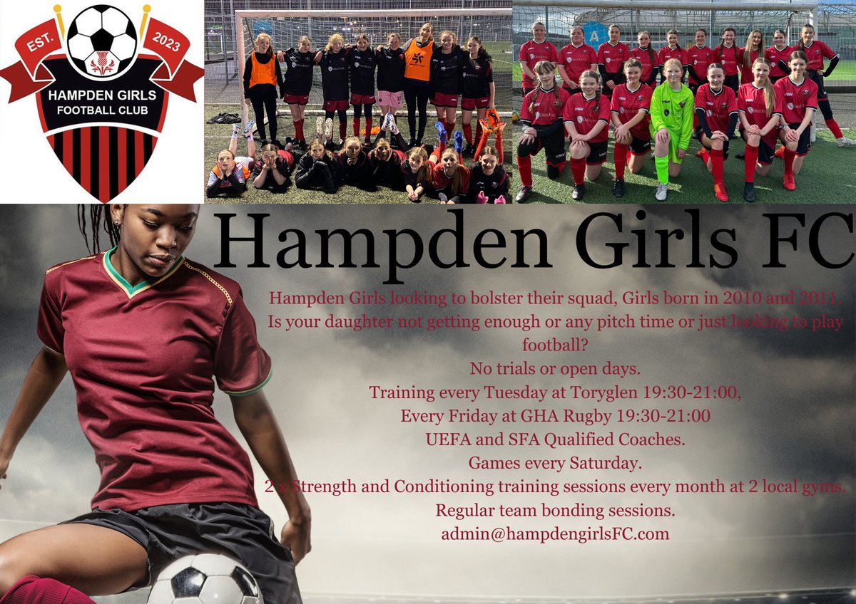 Hampden Girls are looking to add to our squad.