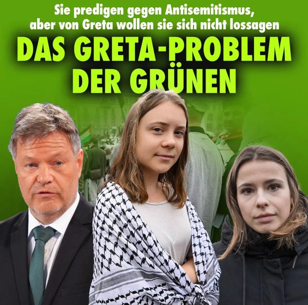 Während Robert Habeck beim Karlspreis gegen Antisemitismus predigt, demonstriert Greta in Malmö gegen Israel. Über das Greta-Problem der Grünen: nius.de/analyse/sie-pr…