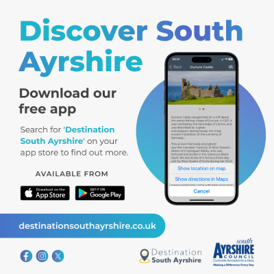 Did you know there’s a new Destination South Ayrshire app? 📢 It’s the perfect guide for anyone looking to discover what South Ayrshire has to offer! Available now on the Apple app store and Google Play for Apple and Android devices. 📲