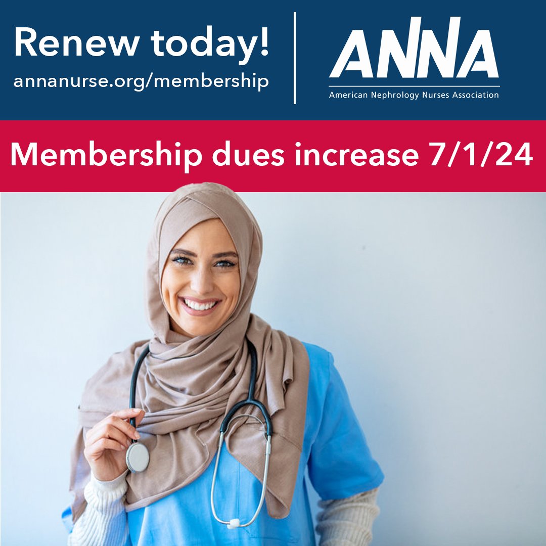 Don’t forget: New rates start July 1st! Join or renew your ANNA membership today to save $45 and get full access to the benefits of an ANNA membership including discounted rates on NCPD and more. Renew or start your membership now👇 annanurse.org/membership/joi…