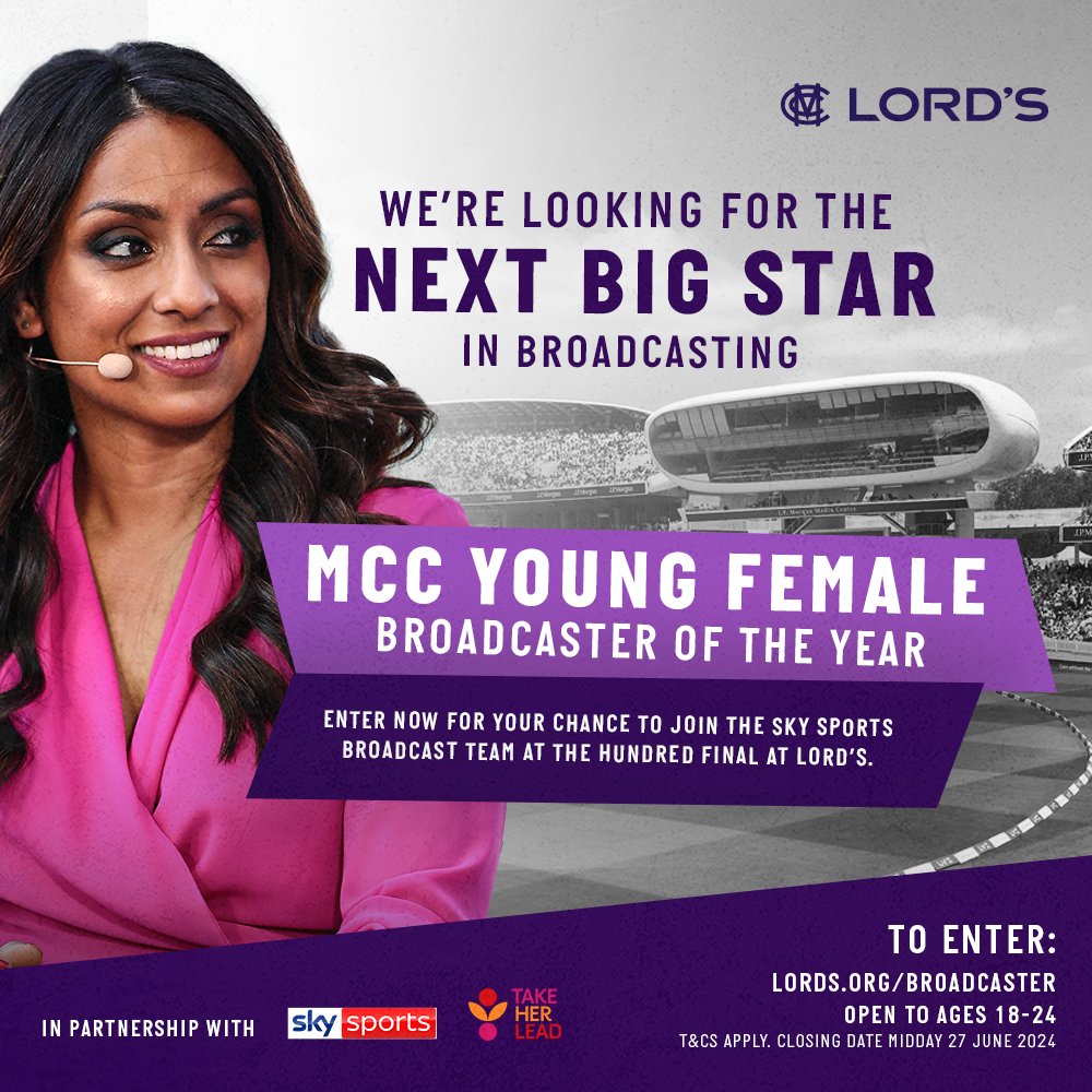 We're inviting young female journalists between the age of 18-24 to enter via submission of a showreel of their broadcasting talent (presenting, commentating or reporting). The winner will join the Sky Sports team for their live broadcast coverage of @thehundred Final at Lord's