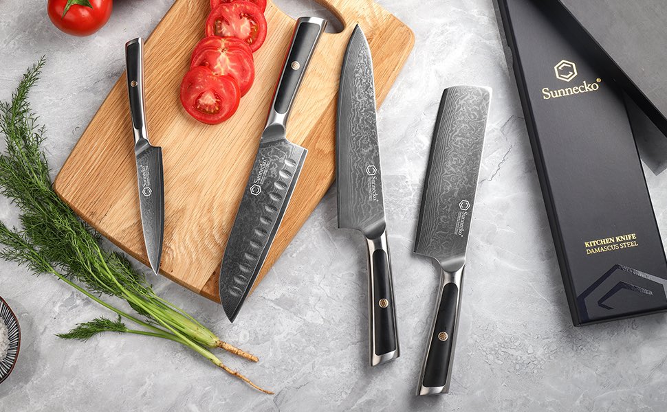 Sunnecko kitchen knives: Versatile tools for all your culinary needs. Elevate your cooking experience with precision, durability, and style. #Sunnecko #DamascusKnifeSet #KitchenEssential