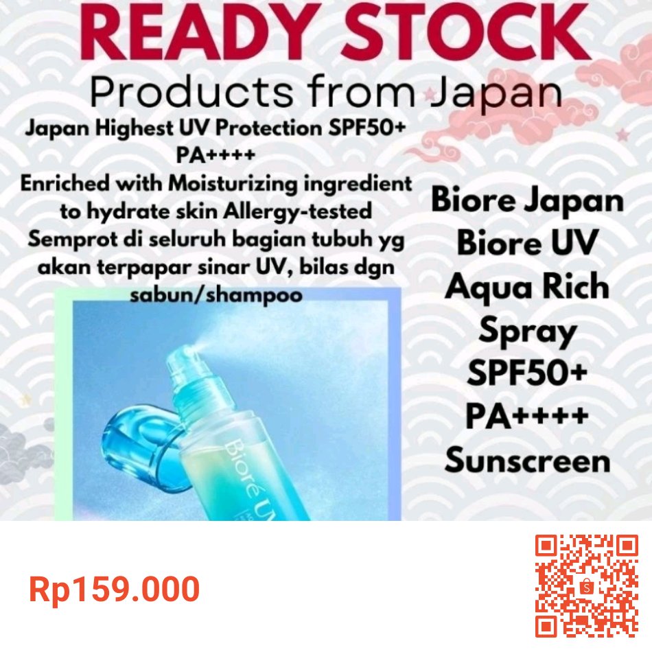 Saya menjual Biore UV Aqua Rich SPF 50 Spray Made In Japan sunscreen seharga Rp159.000. Dapatkan produk ini hanya di Shopee! id.shp.ee/JeZXLx1 #ShopeeID