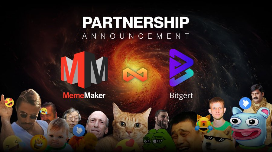 ⚔ It's not a joke! @MemeMakerMFs has been partnered with @bitgertbrise ⚔ #MemeMakerMFs is a social network tokenized for meme creators, crafted by meme enthusiasts. 🔽 VISIT mememaker.io #SCN1
