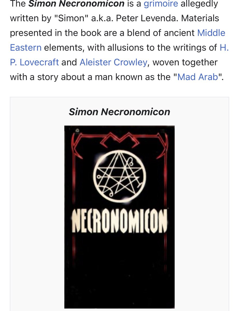 Wiki now states that Levenda was the author of the Simon Necronomicon 👀