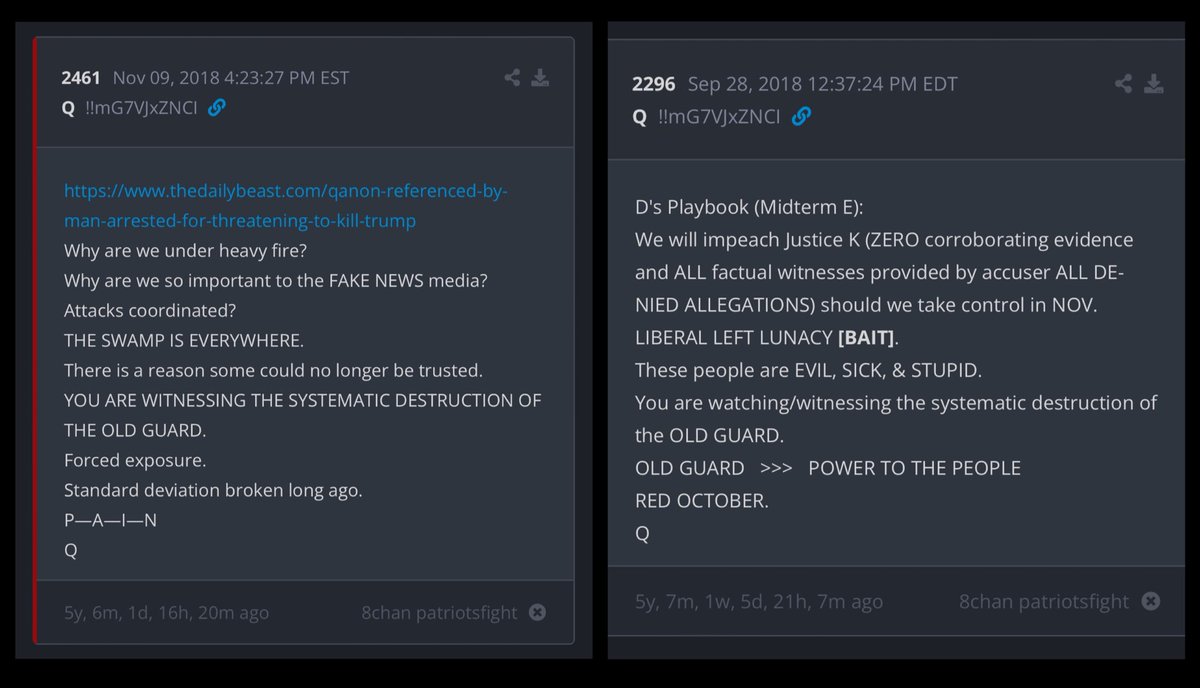 Q crumb reminders to ponder; future always proves past: -------------- 9/28/2018: These people are EVIL, SICK, & STUPID. You are watching/witnessing the systematic destruction of the OLD GUARD. OLD GUARD >>> POWER TO THE PEOPLE -------------- 11/9/2018: THE SWAMP IS…