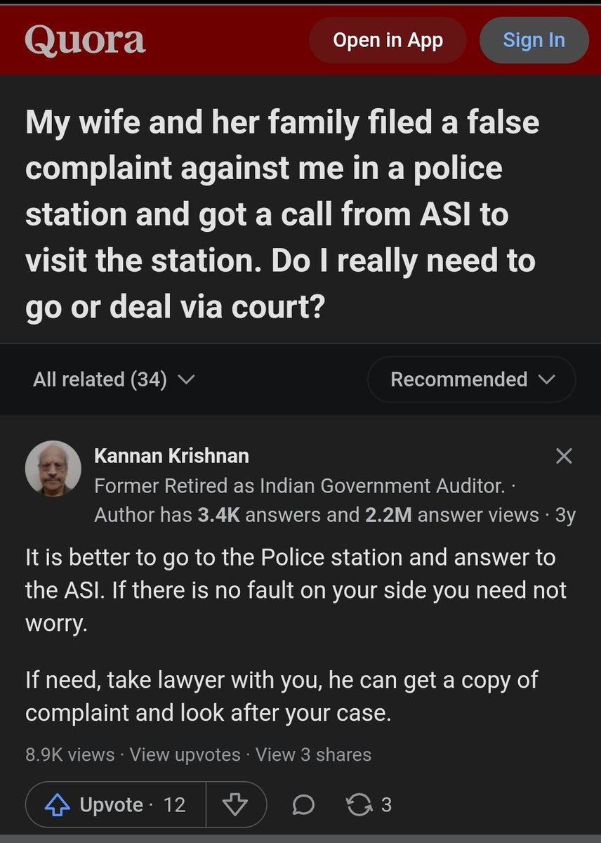 Wrong Advice Is Fatal⚠️

@realsiff Is The Best Place To Help Men Facing False Cases In India.
🇮🇳

Does A 'Former Retired Indian Government Auditor' Know The 'Best' Possible Step At Any Phase Of An Indian Matrimonial Dispute?

FYI - @Quora Knows Much Less!

quora.com/My-wife-and-he…