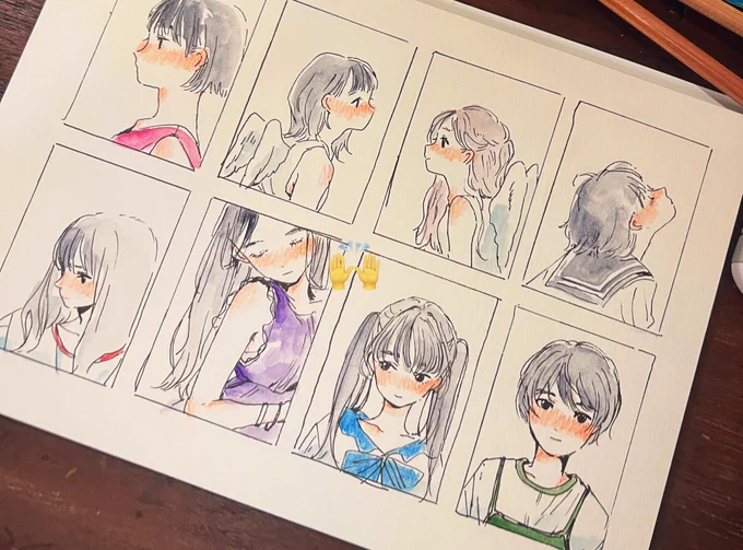 明日の描き下ろしミニ原画は小さいの8個、ハガキサイズ2個できました関西コミティア限定の価格で頒布します、是非〜 #関西コミティア