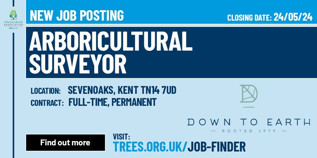 New Job Opportunity🌳 Arboricultural Surveyor 💼 Down to Eath 📍 Sevenoaks, Kent TN14 7UD 📃 Full-time, Permanent View vacancy: buff.ly/3JRMJ9f Check out all the Arb Job vacancies: buff.ly/3Iv6F0Q