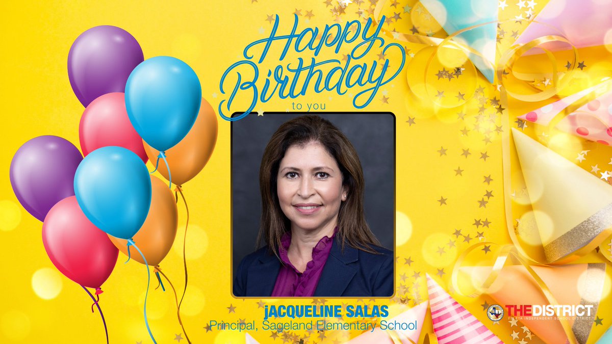 Happy birthday to our Sageland Elementary School Principal, Jacqueline Salas! Thank you for your dedication to our students and staff. Wishing you a day filled with joy and celebrations. 🎉🎂🎈 #THEDISTRICT
