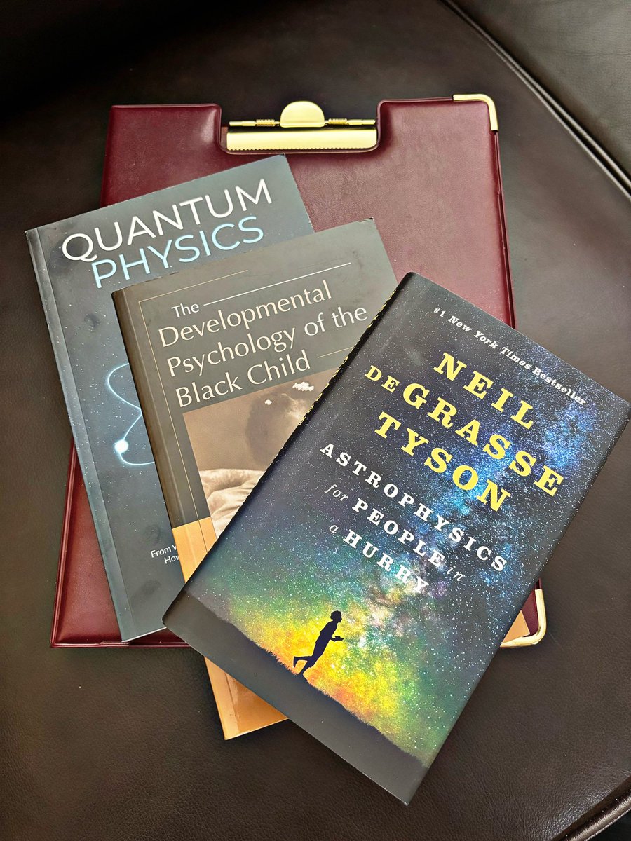“The📚Club”
• Astrophysics for People in a Hurry - Neil deGrasse Tyson

• Developmental Psychology of the Black Child - Amos N. Wilson

• Quantum Physics for Beginners: From Wave Theory to Quantum Computing - Carl J. Pratt