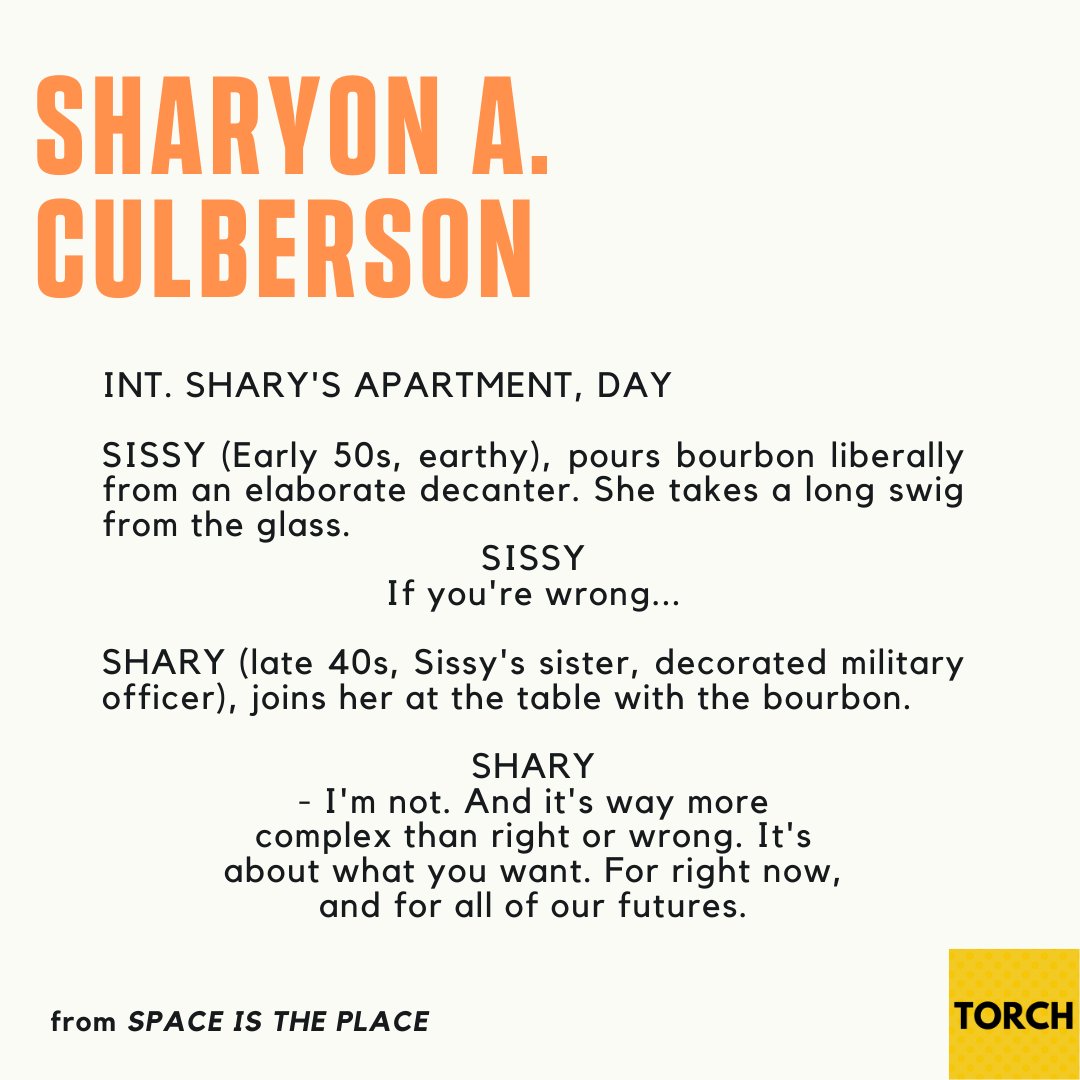 Check out 'SPACE IS THE PLACE' by Torch Friday Feature, Sharyon A. Culberson, in Torch Magazine online: torchliteraryarts.org/post/friday-fe…

#torchliteraryarts #creativewriting #supportblackwomen @SharyonAnita
