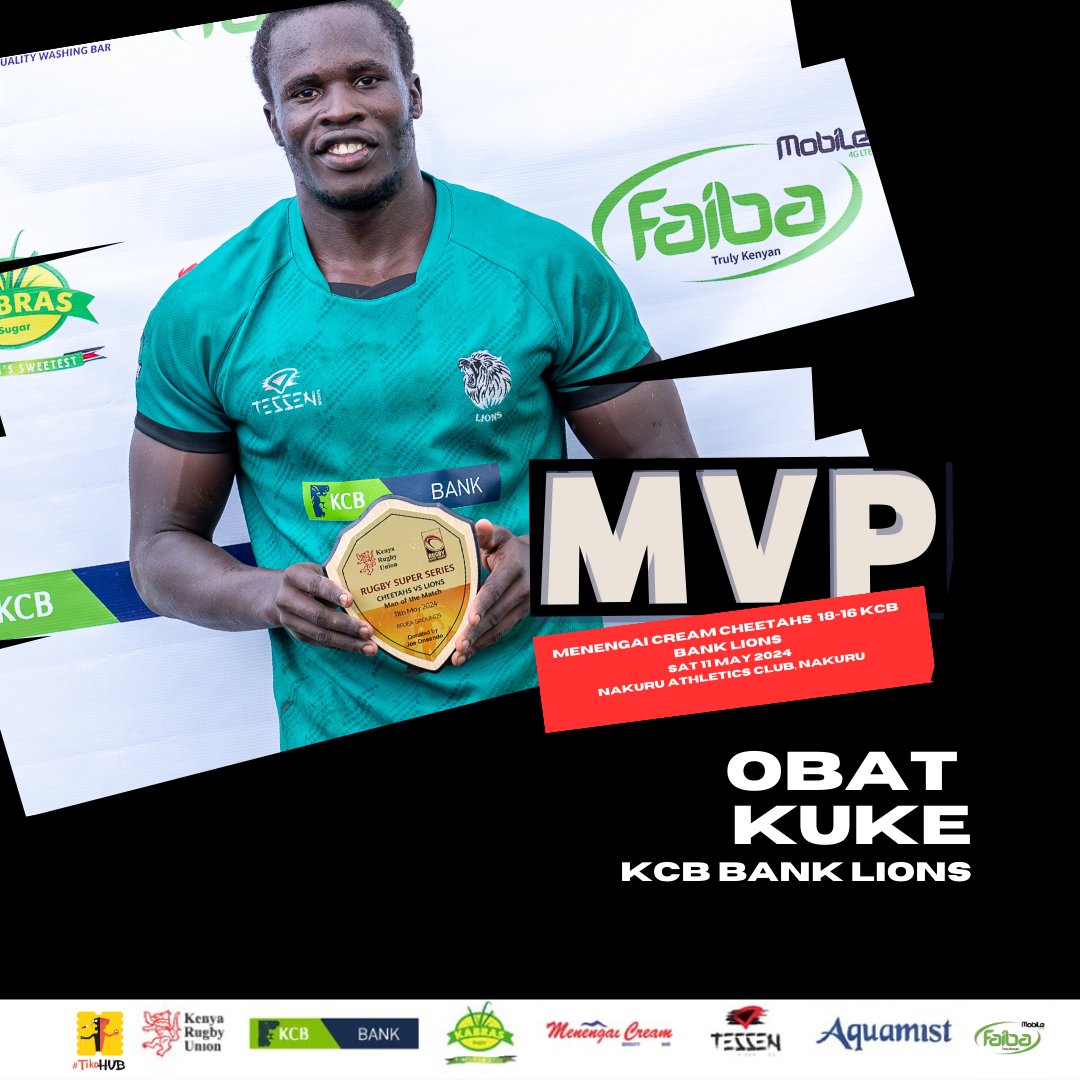 Obat Kuke of KCB Bank Lions named the Man of The Match of the Lions vs Cheetahs Game.

#RugbyKe #RugbySuperSeries #SinBinRugby