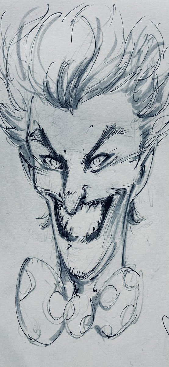 VikBogdanovic's tweet image. The longer the convention, the crazier my Joker sketches… #fantasybasel