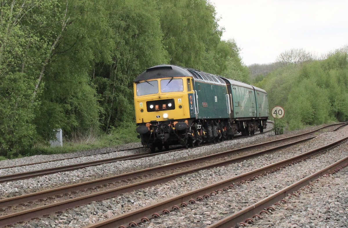 GBRf class 47 No. 47749 passes through Pye Bridge with 5Z69 Doncaster works wagon shops to Leicester LIP. 6th May 2024.