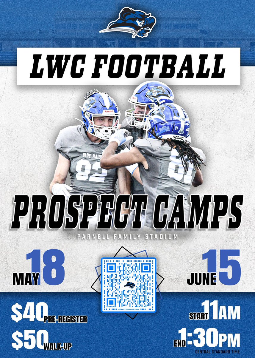 🚨We are 1 Week away from our first prospect camp of the Summer❗️

There are going to be a lot of future Blue Raiders from all over the Southeast and Midwest competing in Parnell Family Stadium ⚔️

Come level up &amp; prove yourself 🔵 ⚪️

🏈🏕️🔗👇
google.com/url?q=https://…