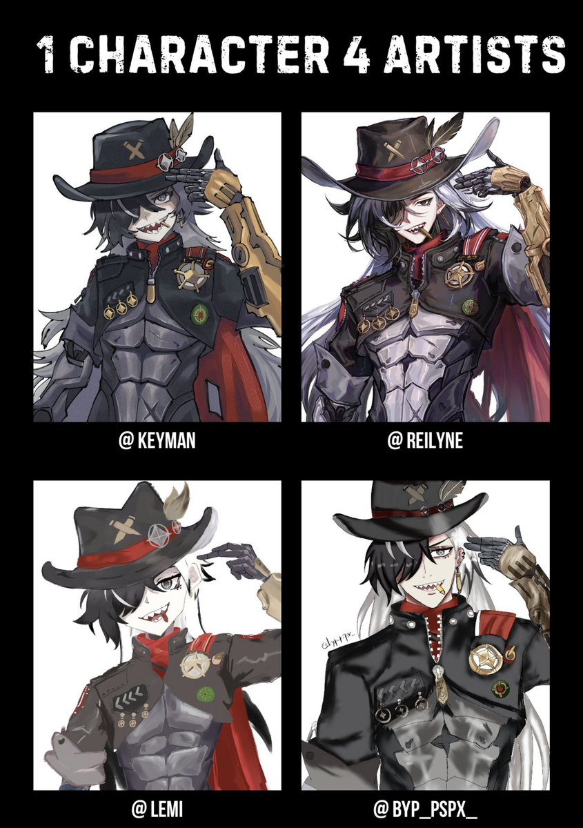 thatkeyguy's tweet image. 1 char 4 artists with @ReilyneMint @IemiLemi @byp_pspx_ 
#HonkaiStaiRail #Boothill
