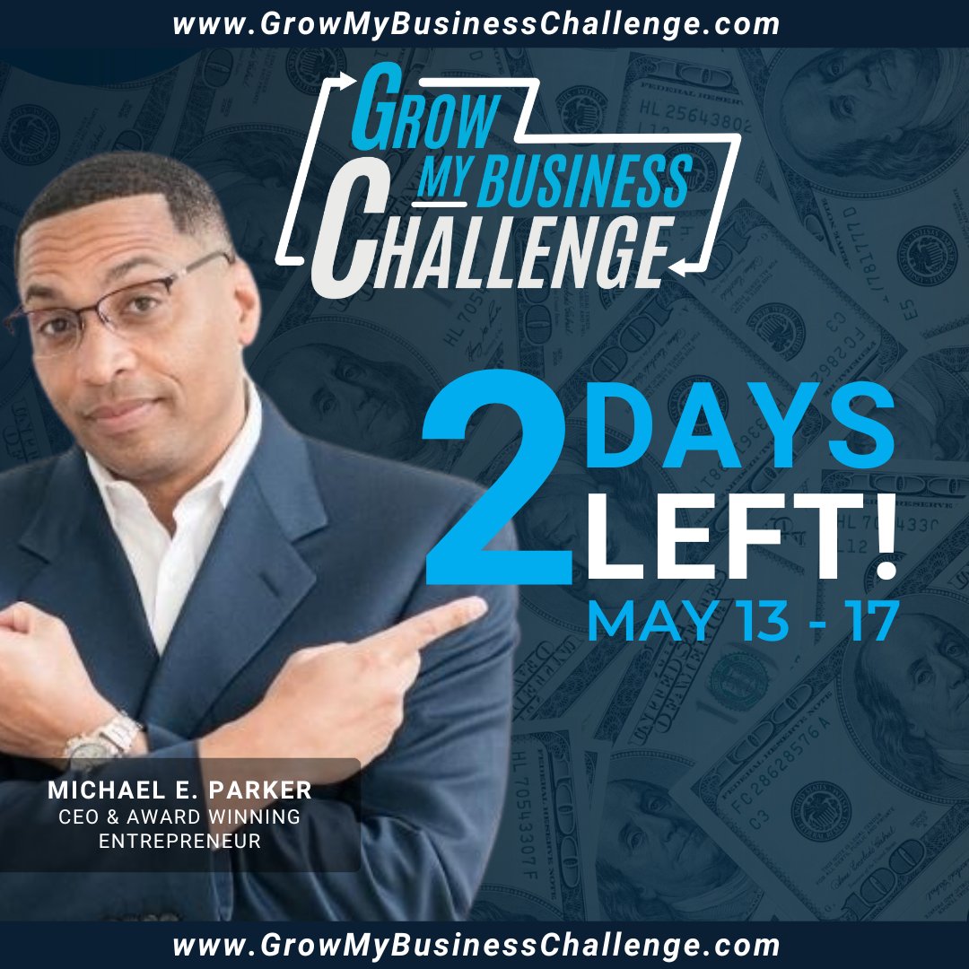 Come find out how to turn your business and dream into a vehicle that will change lives starting with your own.💯 Learn more: GrowMyBusinessChallenge.com
#GrowMyBusinessChallenge #GrowMyBusiness #SmallBusinesses #Entrepreneurship #GrowMyBusiness #MichaelEParker #YouAreACEO