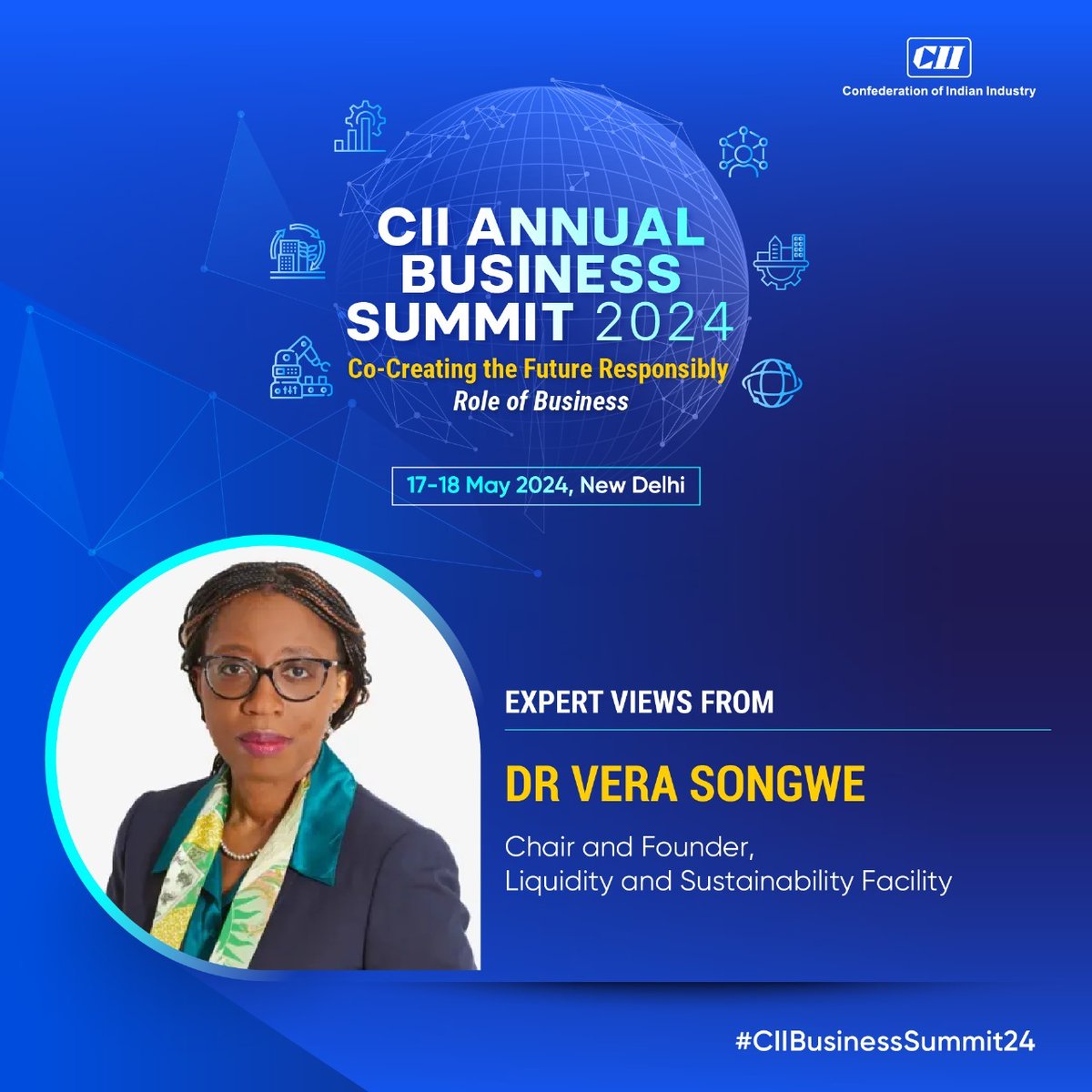 Dr @SongweVera, Chair and Founder, Liquidity and Sustainability Facility shares deep insights at the CII Annual Business Summit 2024! Join for thought provoking discussions on India's future and its progress on competitiveness, inclusiveness, innovation, globalisation and
