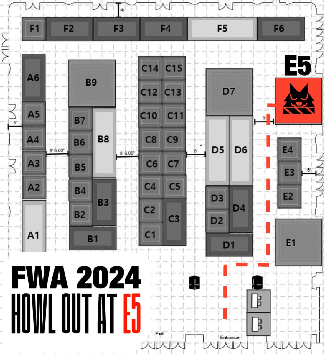 have yall checked us out yet this #FWA2024 ? 👀 we're at booth E5! we are *more* than halfway sold out of our stock, so make sure to swing by today as we might not be selling tomorrow! thank you all so so much for the love! 🖤🐺