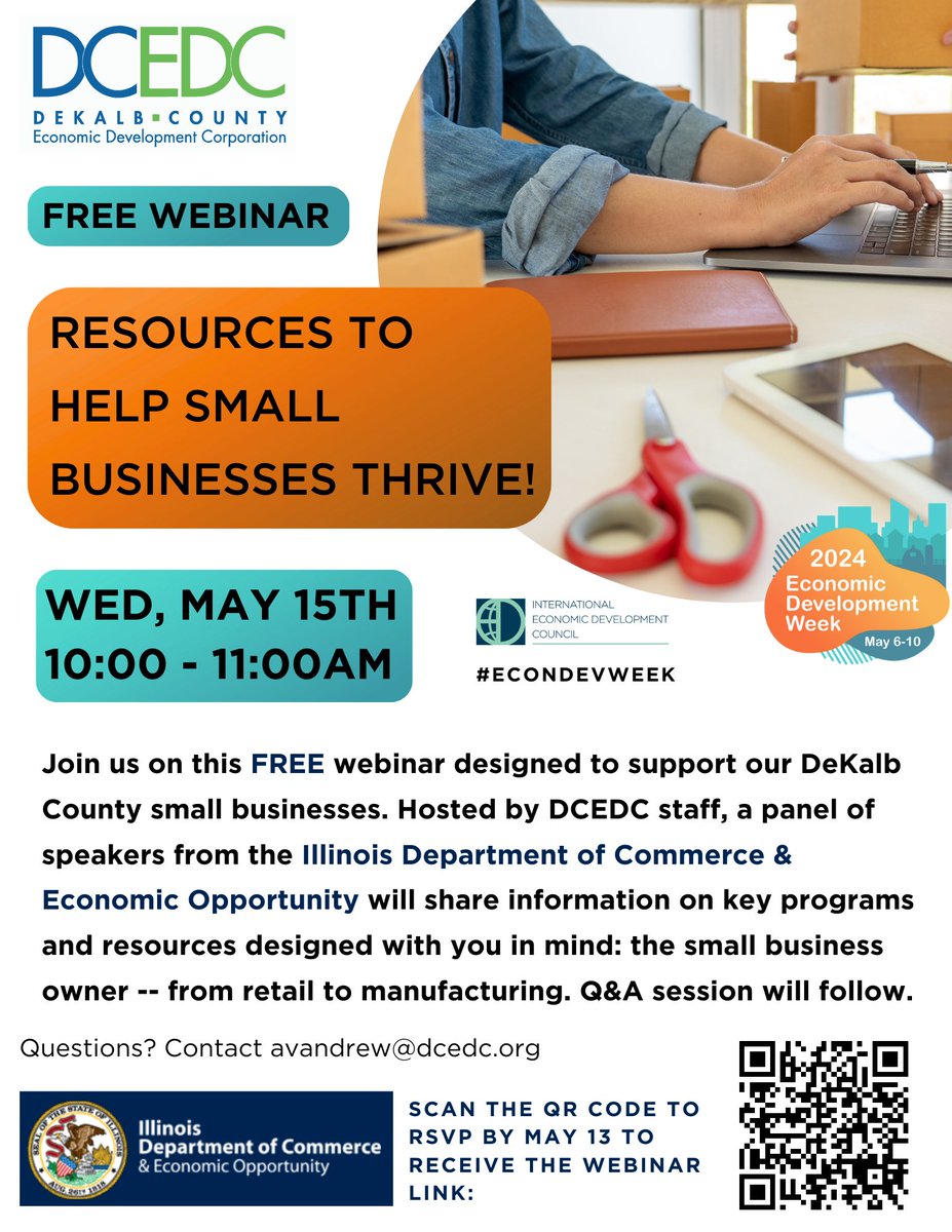 FREE Small business webinar -- RSVP by May 13! Our DeKalb County small businesses are critical to our local communities' success 😊 #SmallBusinessSupport #Entrepreneurship #SmallBusinessWebinar #LocalCommunities #smallbusinesshelp #smallbusinesssaturday
lp.constantcontactpages.com/sv/SSHN99L