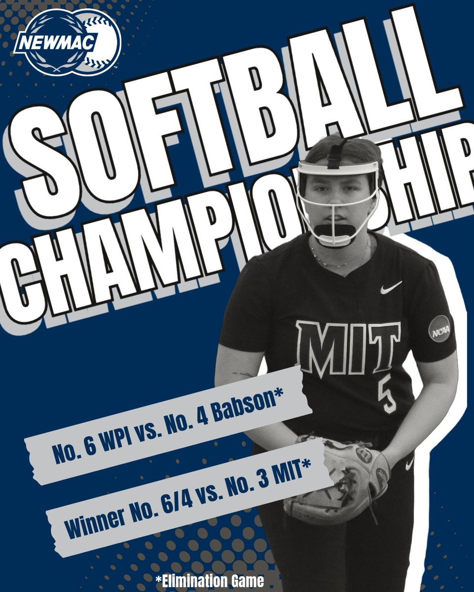 NEWMAC SOFTBALL CHAMPIONSHIP 🥎 No. 6 WPI & No. 4 Babson square off at 12:00 p.m. for the chance to play No. 3 MIT in the Championship game! With a win, MIT would be crowned the champions 🏆 Tix, video & more ➡️ ow.ly/otFZ50RC5Ov #GoNEWMAC // #WhyD3