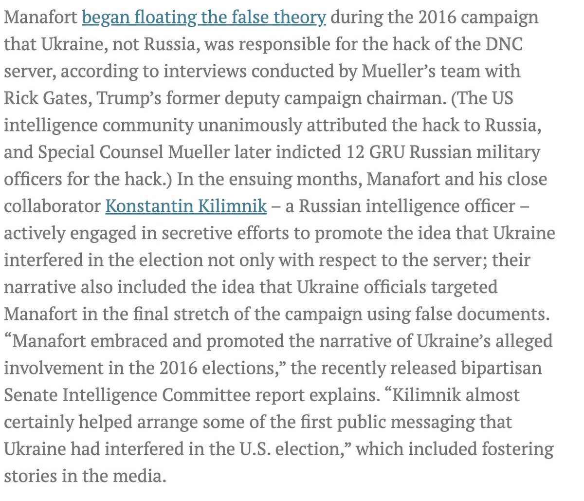 Since Trump is planning to bring back characters from Season 1 into his campaign, reupping this piece that @rgoodlaw and I wrote for @just_security back in 2020: Don't forget that Manafort began floating the conspiracy theory that Ukraine, not Russia, interfered in the 2016…