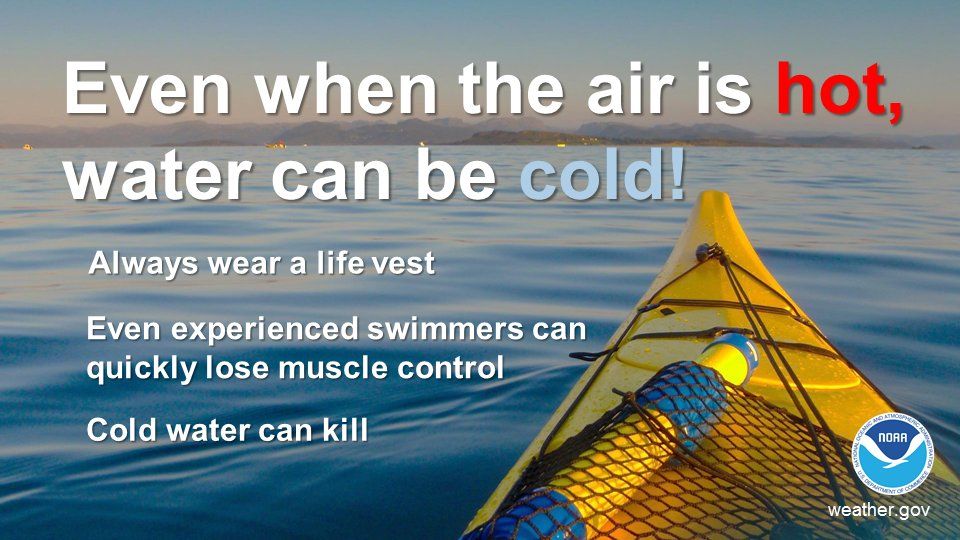 The U.S. National Weather Service (NWS) reminds us that while rivers may look inviting, please wear a life vest if you plan to venture onto or in the water. For more information on cold water hazards and safety, visit ow.ly/Hma950RCcZO
