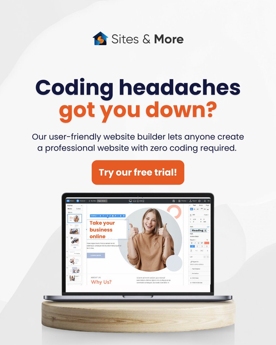 Struggling to write code for your website?   Say goodbye to frustration! Our user-friendly builder lets anyone create a professional site, no coding skills needed.  Try our free trial and see how easy it is!  learn.sitesandmore.pt/gd4tW
#websitebuilder #marketingtools #ecommerce