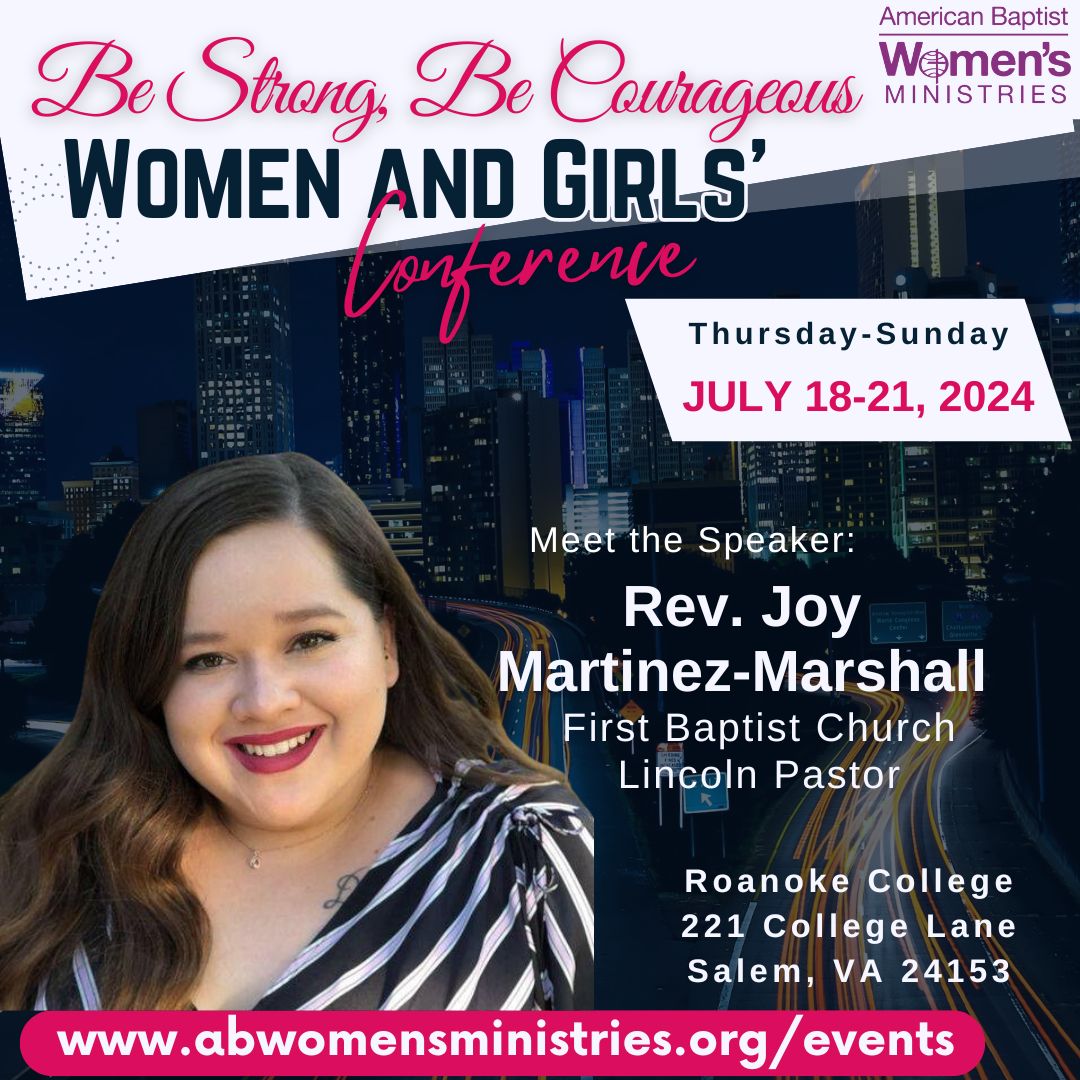 abgirls's tweet image. Rev. Joy Martinez-Marshall serves as the pastor of First Baptist Church of Lincoln, NE.
For complete Bio, click ow.ly/76kU50RChbT'
#ABWM #ABYAW #ABGIRLS #women #conference #girls #Christian #pastor #Virginia #South #event #roanoke #fun #exciting #fellowship #ministry #grow