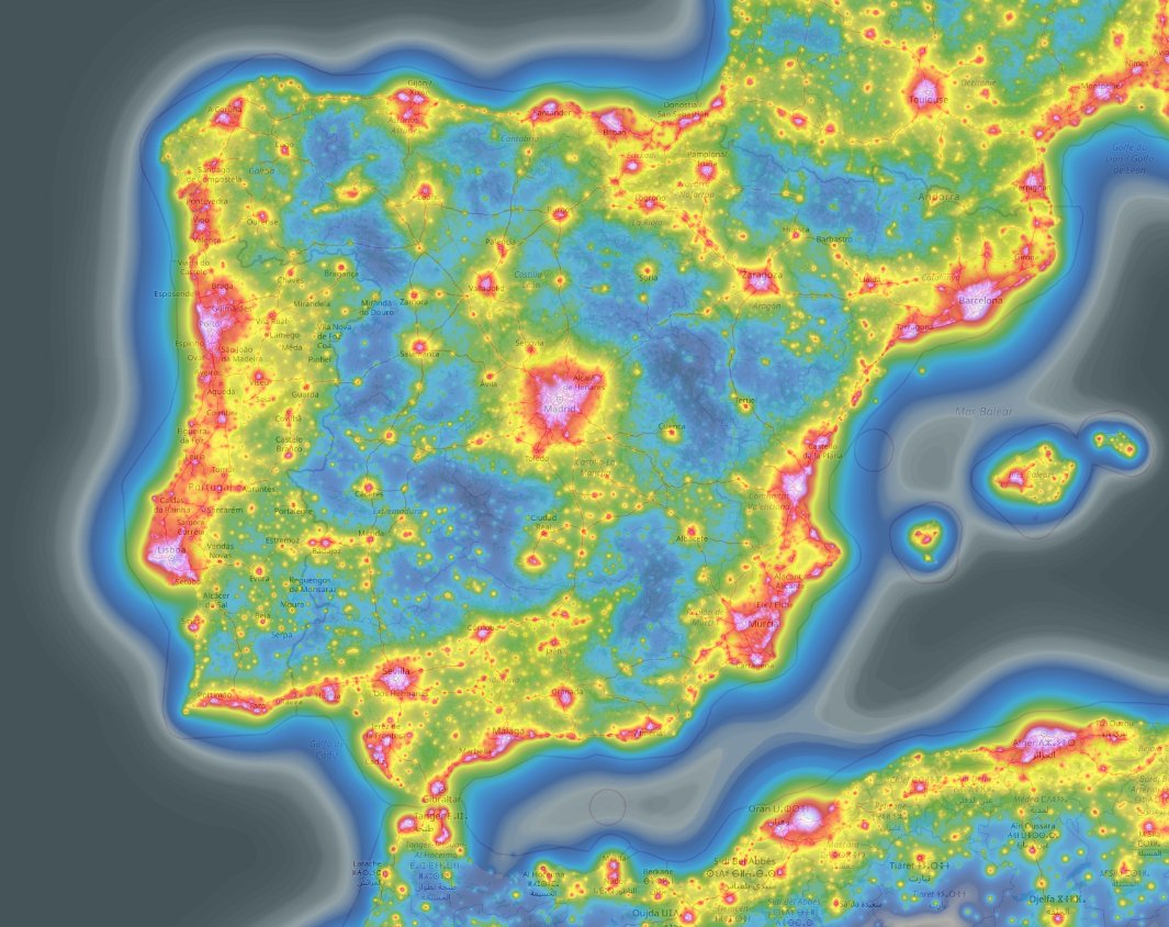 Es posible que el fenómeno de las auroras boreales se repita, así que he buscado un mapa de contaminación lumínica que mide los niveles de la escala Bortle por zona (cuánto más fría la zona, mayor visibilidad). ✨ Más info 👇 🔹 shorturl.at/hnxG3 🔹 handprint.com/ASTRO/bortle.h…
