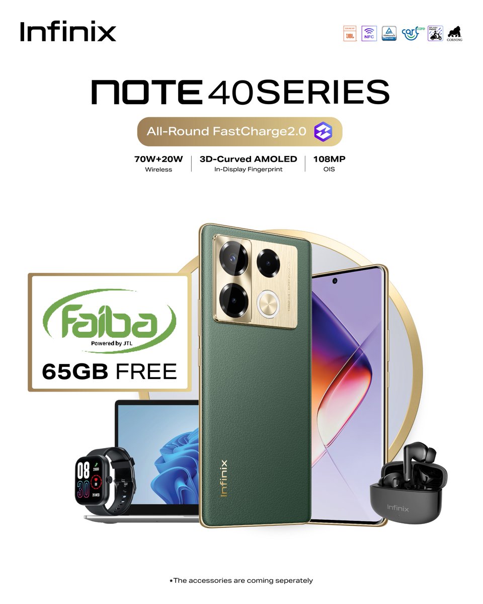 We just spiced things more!!! Buy the brand NEW Infinix NOTE 40 Series and get 65GB FREE Data Courtesy of FAIBA. Take advantage of this offer and enjoy your All-Round Entertainment Smartphone. #InfinixAndFaiba #InfinixNOTE40SeriesKe