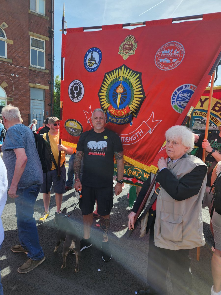 ASLEF members @BannersHeldHigh in Wakefield today showing solidarity in the Yorkshire mining heartland 40 years on @ASLEFunion @orgreavejustice