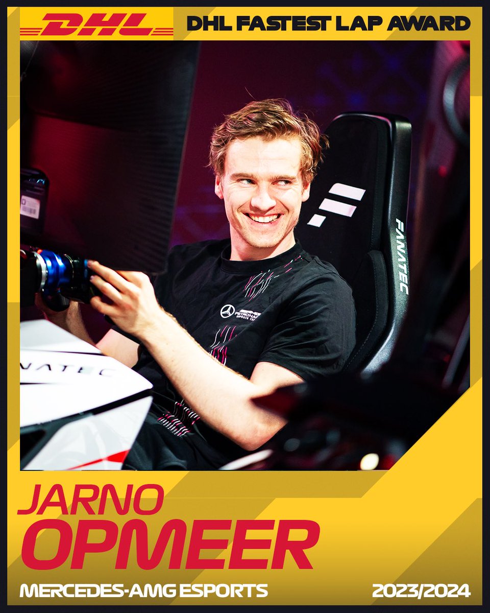 By taking home the DHL Fastest Lap at Silverstone, Spa-Francorchamps, and São Paulo, @jarno_opmeer also secured himself the DHL Fastest Lap Season Award 👏 #F1Esports @MercedesF1Esp