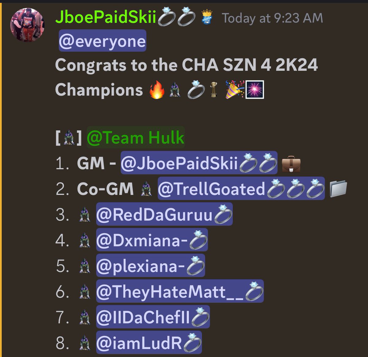 Season 7 Champ of the <a href="/CHAssociation2k/">CertifiedHooperAssociation</a> League🏆💍🔥🔥🤞🏾s/o my bro  <a href="/JboePaid/">Jboe</a>